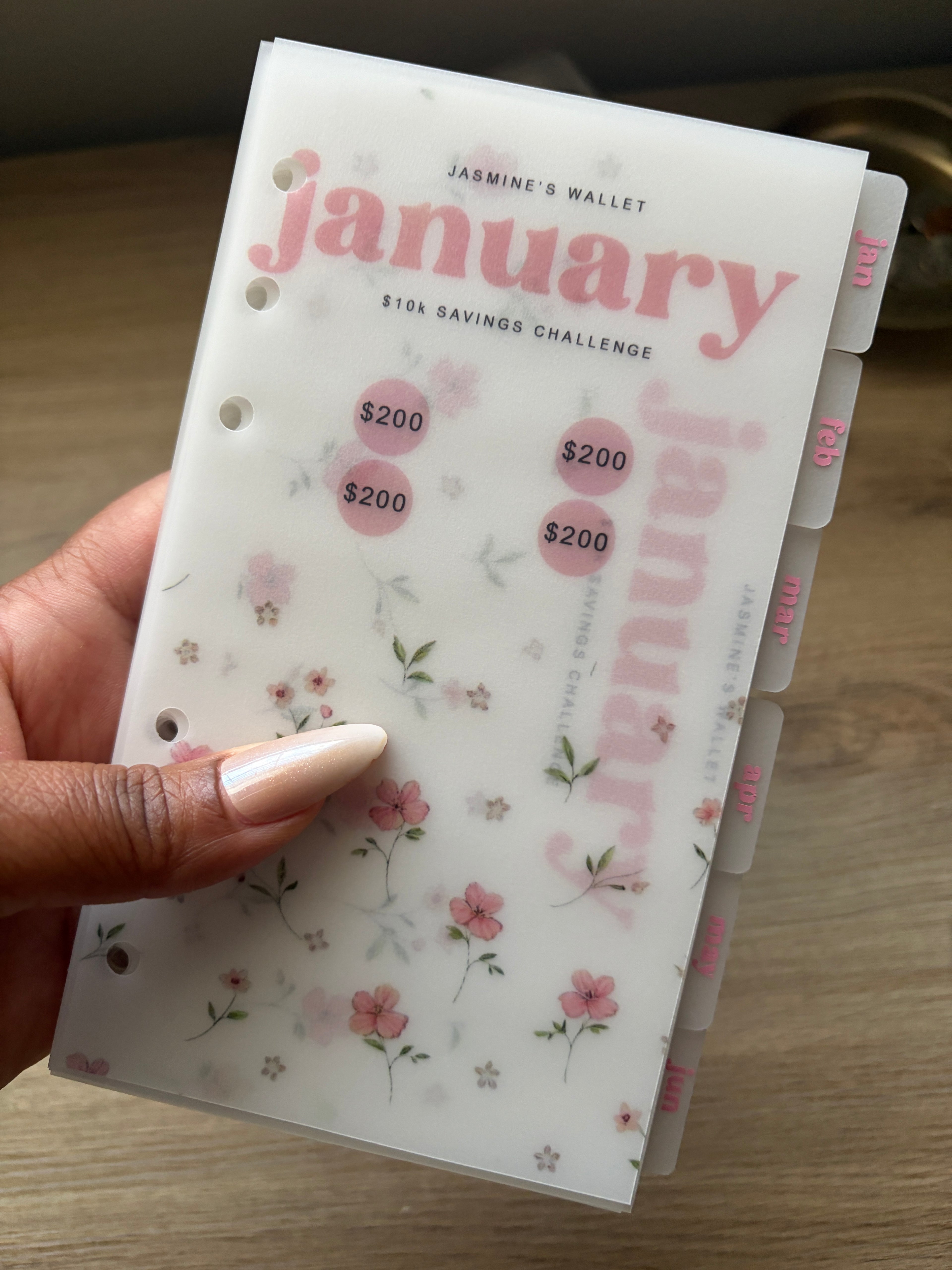 Pink Floral Monthly Savings Challenge