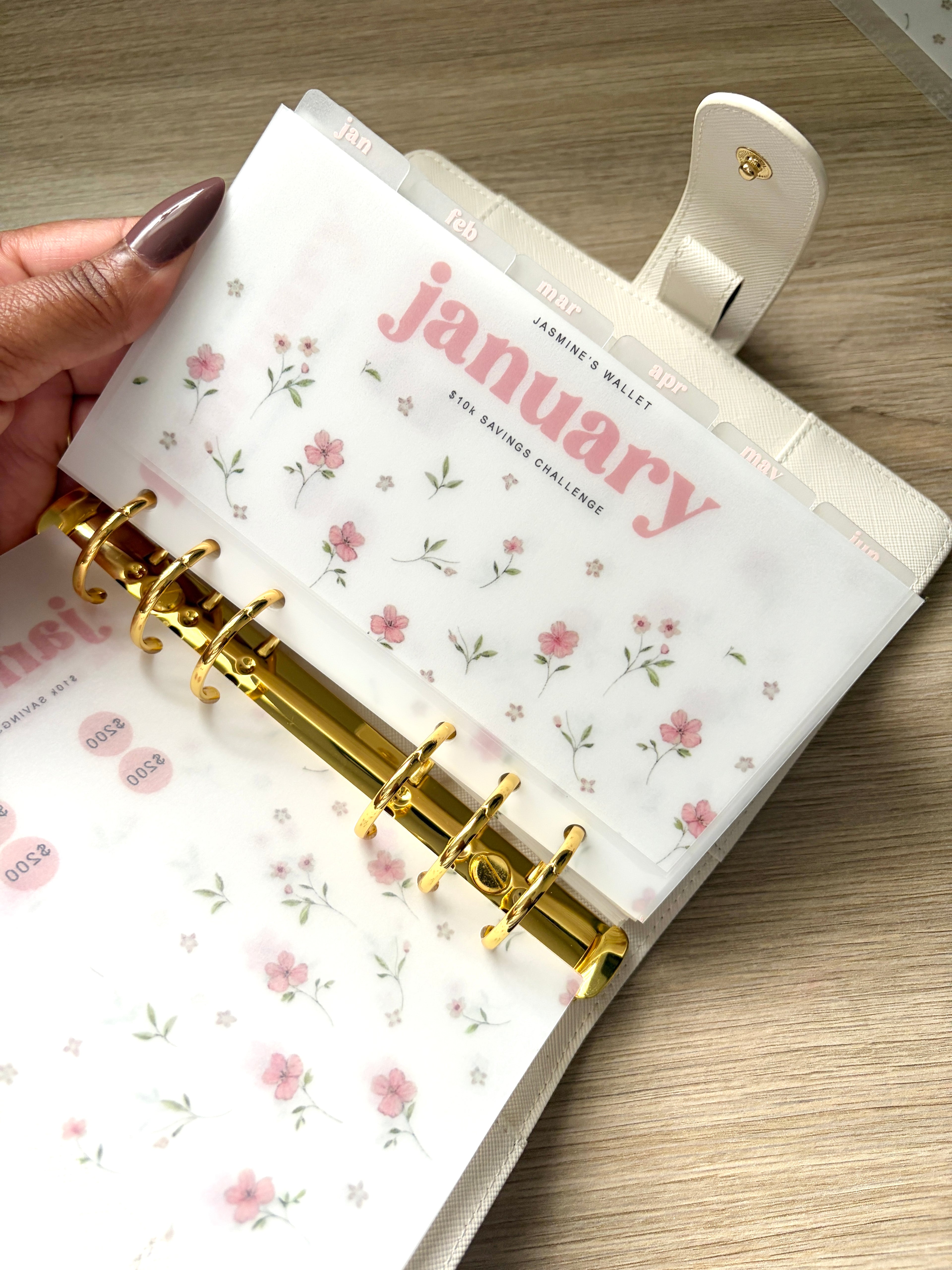 Pink Floral Monthly Savings Challenge