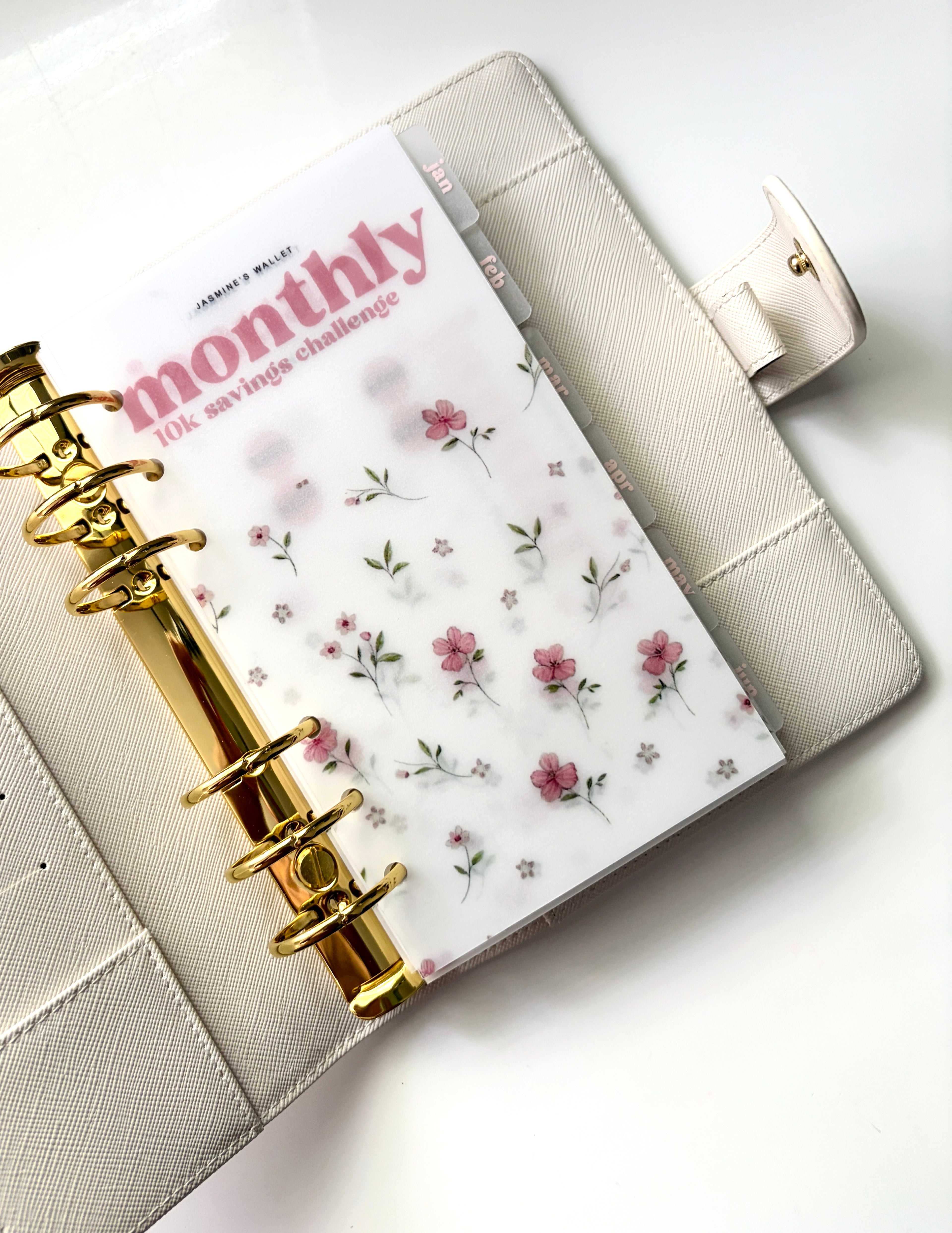 Pink Floral Monthly Savings Challenge