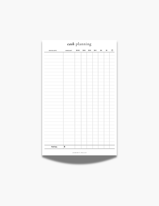 Cash Planning Notepad