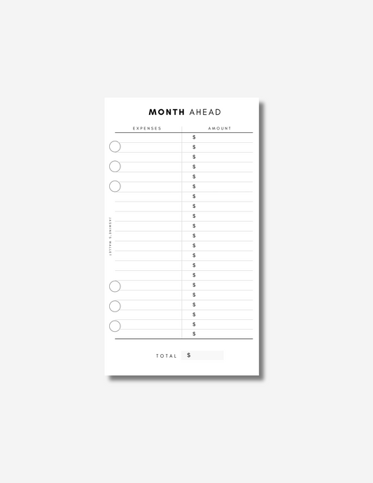 Month Ahead Expenses Dashboard